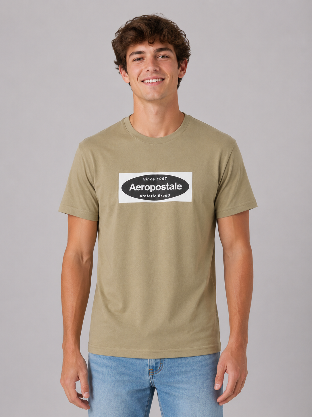 Camiseta Para Hombre Aero Level 2 Graphic Tees Olive Grey 6251