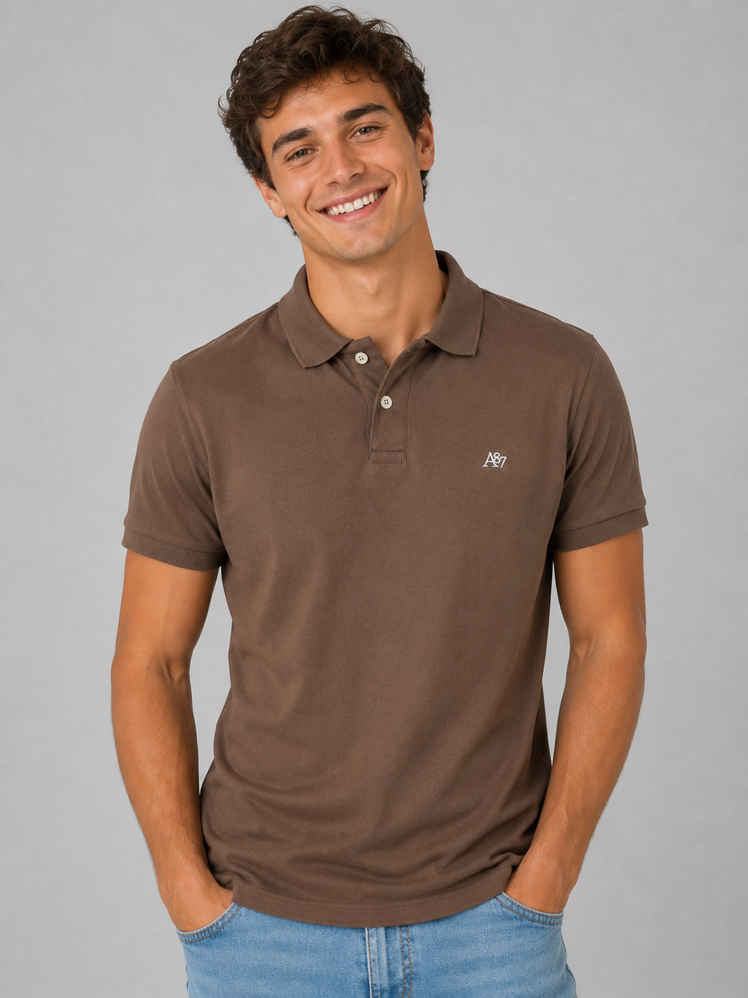 Camiseta Polo Aero Guys SS Solid Polo Hot Chocolate 7907