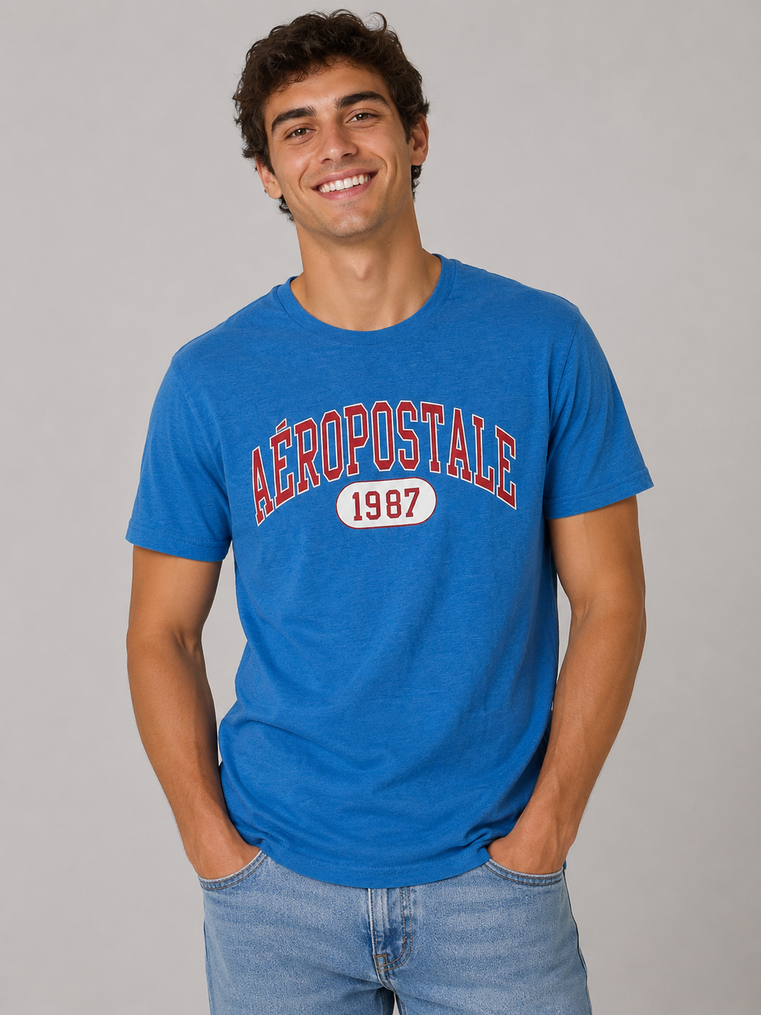 Camiseta Para Hombre Aero Level 1 Graphic Tees French Blue 6330