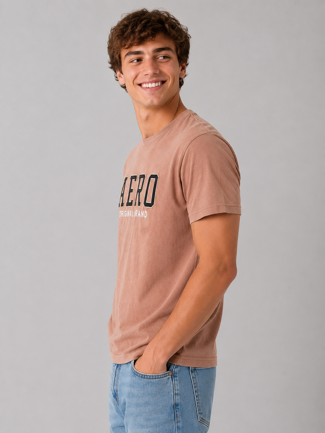 Camiseta Para Hombre Aero Level 2 Graphic Tees Mocha Mousse 6217
