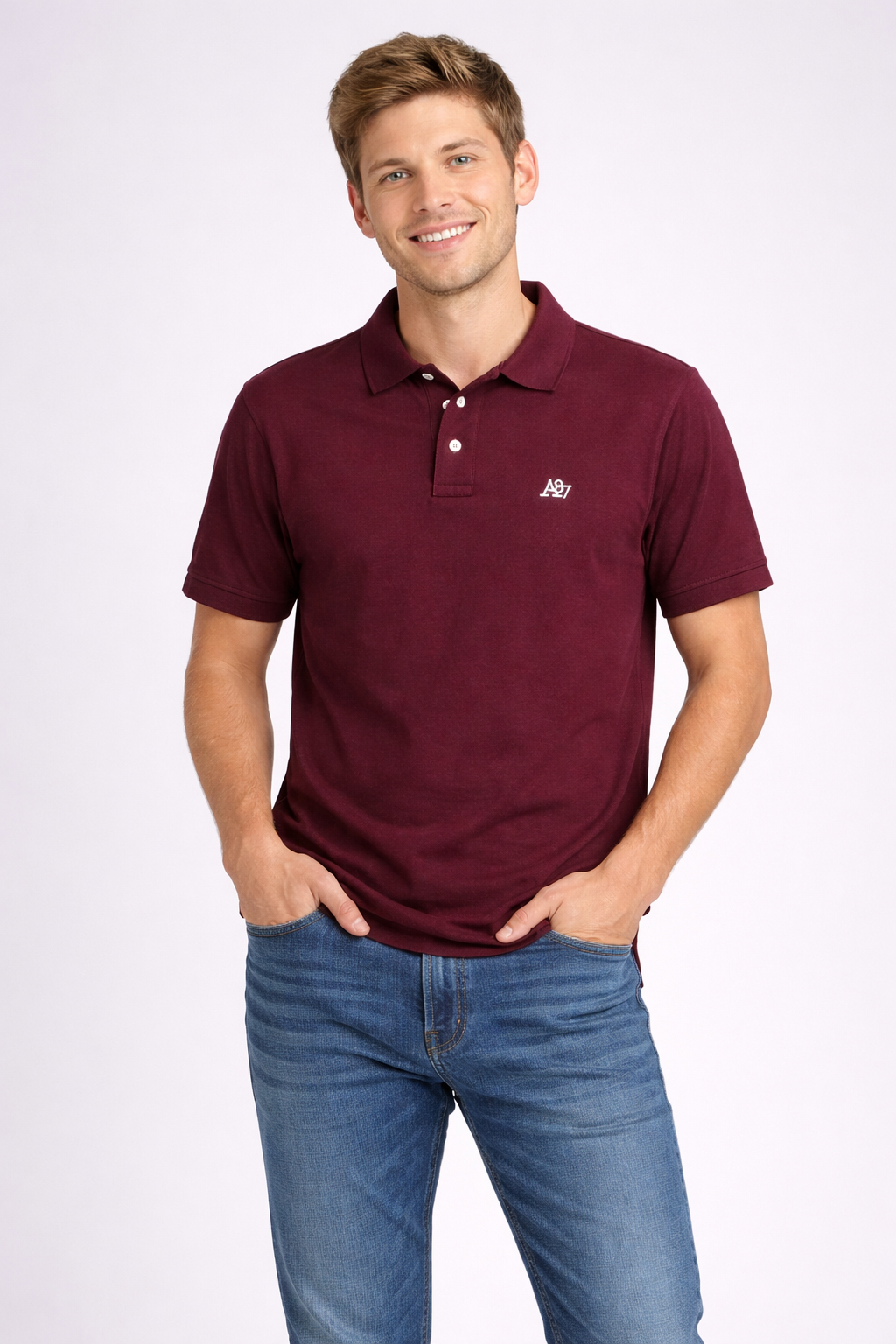 Camiseta Polo Aero Guys SS Solid Polo Raspberry Red 7907