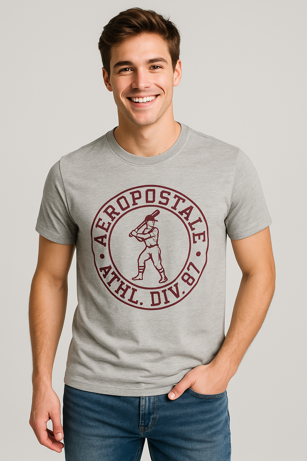 Camiseta Para Hombre Aero Level 2 Graphic Tees Ligth Heather Grey 6165