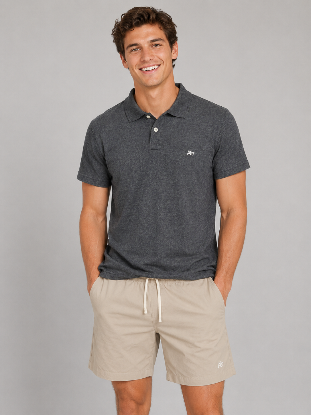 Camiseta Polo Para Hombre Aero Guys SS Solid Polo Charcoal Heather 7907