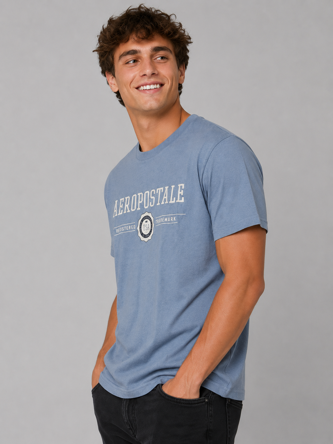 Camiseta Para Hombre Aero Level 1 Graphic Tees Suede Blue 6206