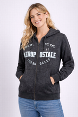 Buzo Para Mujer Aero Girls Fleece Zip Front Charcoal Heather Grey 3865