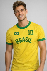 Camiseta Para Hombre Aero Guys Fashion Graphics Brasil AL Yellow MUNDI3484