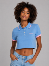 Camiseta Polo Para Mujer Aero Graphic Polo Blue Bell Crop Top 3452