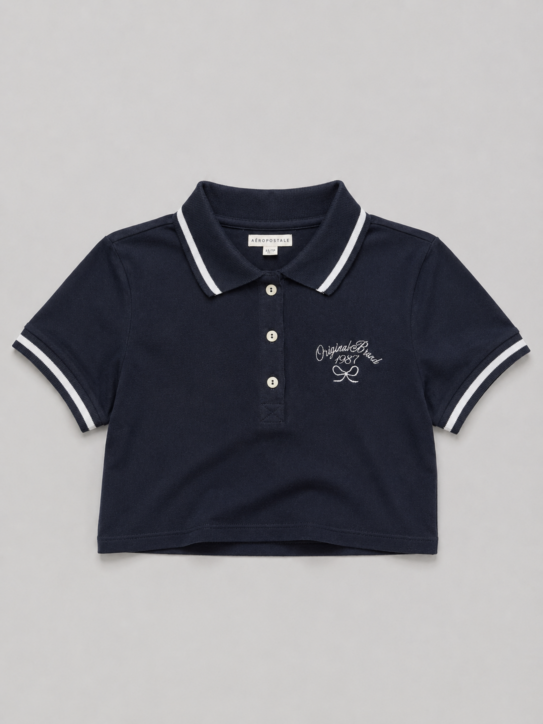 Camiseta Polo Para Mujer Aero Graphic Polo Cadet Navy Crop Top 3451