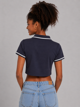Camiseta Polo Para Mujer Aero Graphic Polo Cadet Navy Crop Top 3451