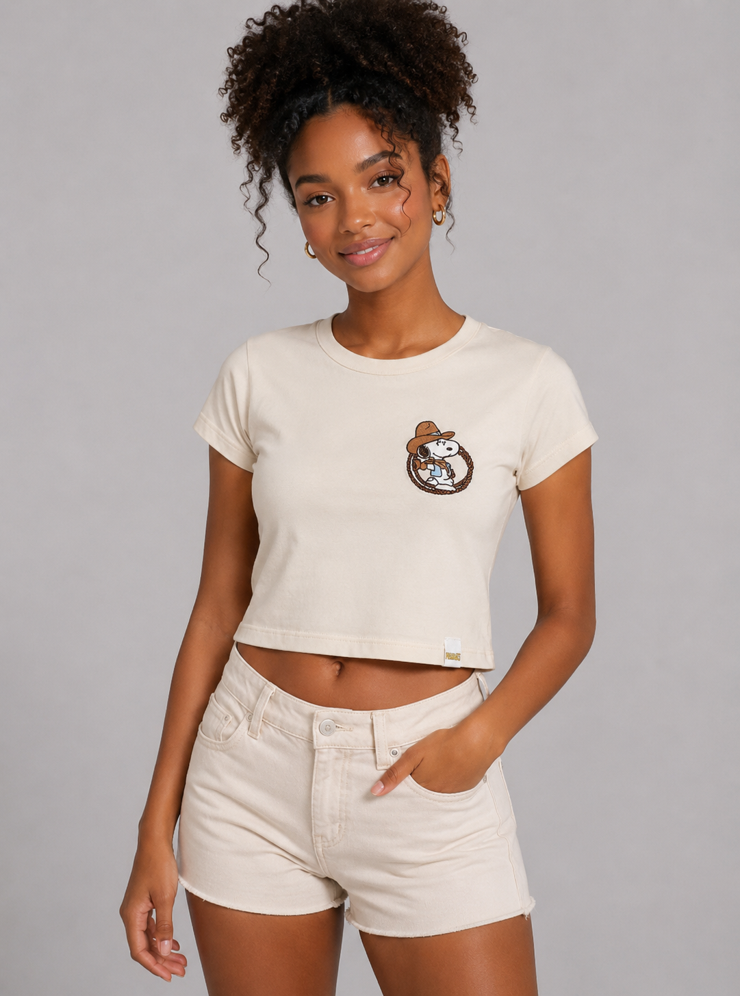 Camiseta Para Mujer Aero Fashion Bare Graphic Tofu Baby Tee PEANUTS0357