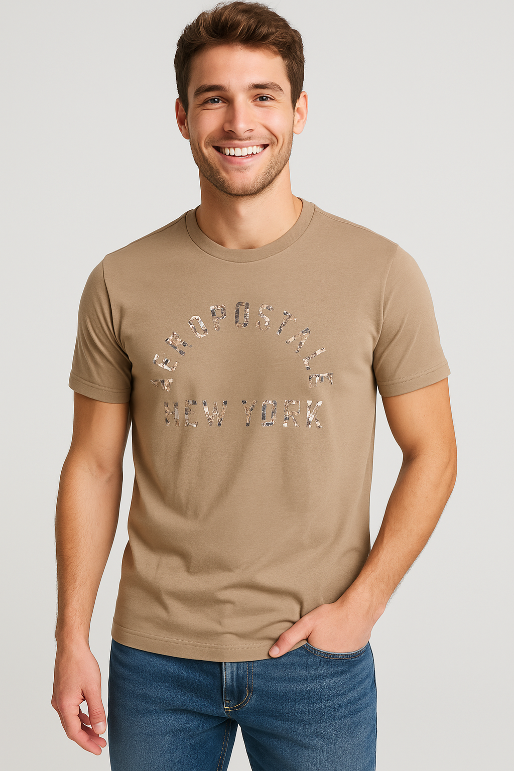 Camiseta Para Hombre Aero Level 1 Graphic Tees Irish Cream 6212