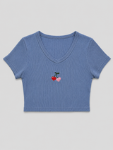 Camiseta Para Mujer Aero Fashion Bare Graphic Suede Blue 4699