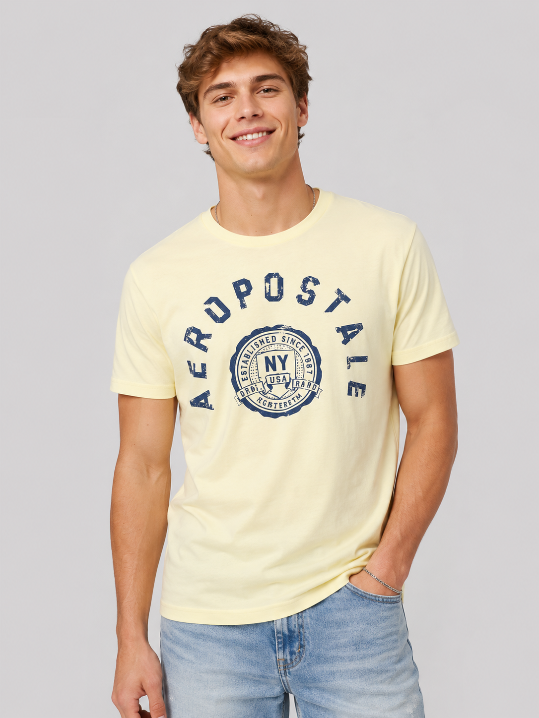 Camiseta Para Hombre Aero Level 1 Graphic Tees Yellow Mist 4619