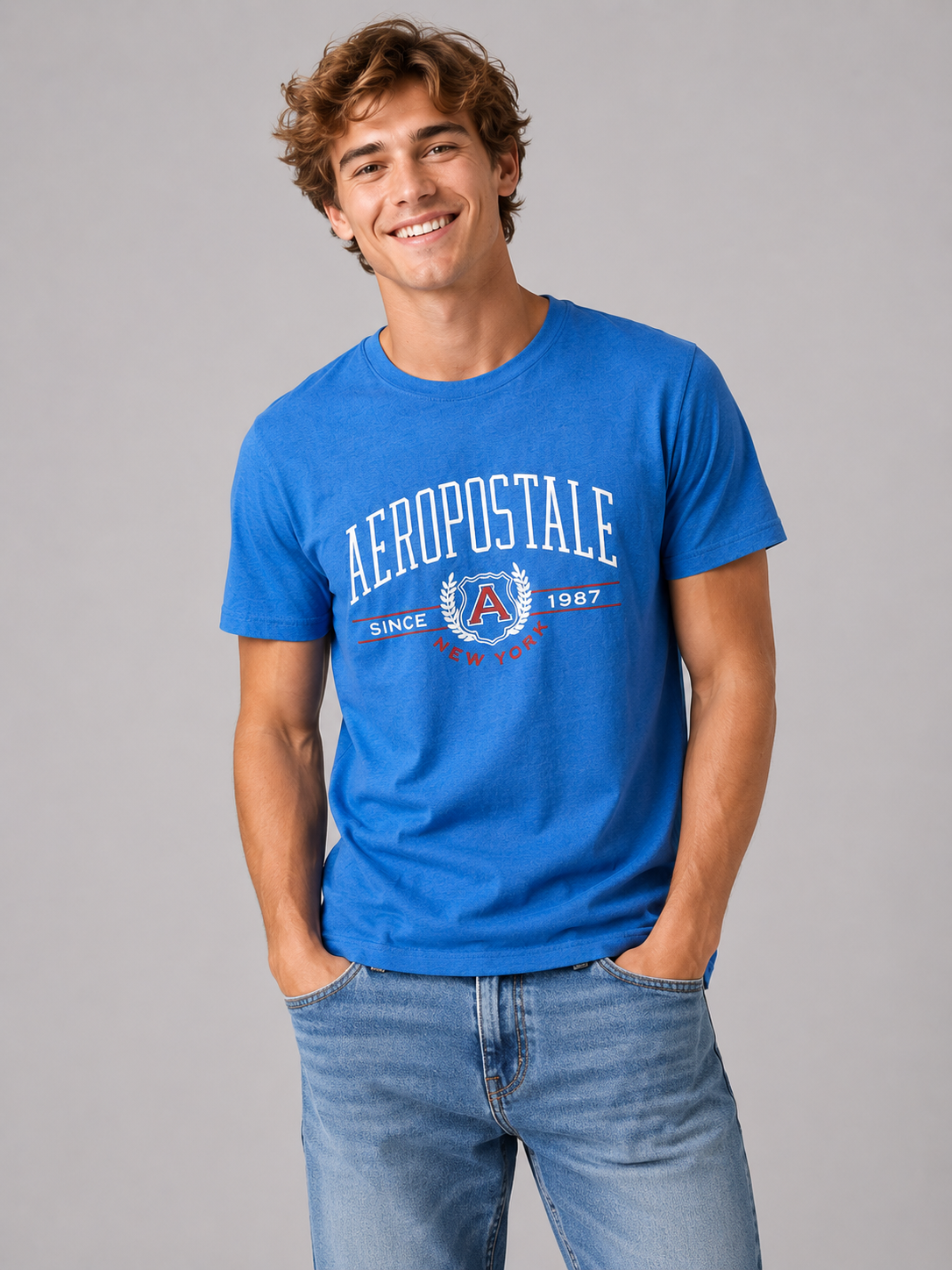 Camiseta Para Hombre Aero Level 2 Graphic Tees French Blue 6178