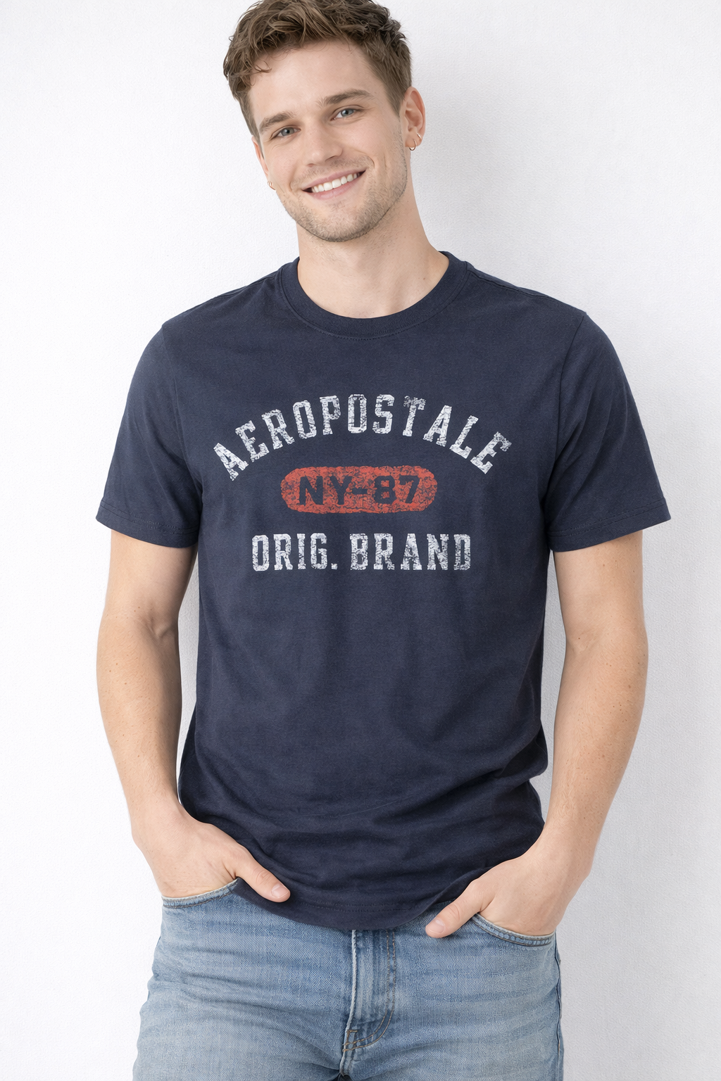Camiseta Para Hombre Aero Level 1 Graphic Tees Cadet Navy 7465