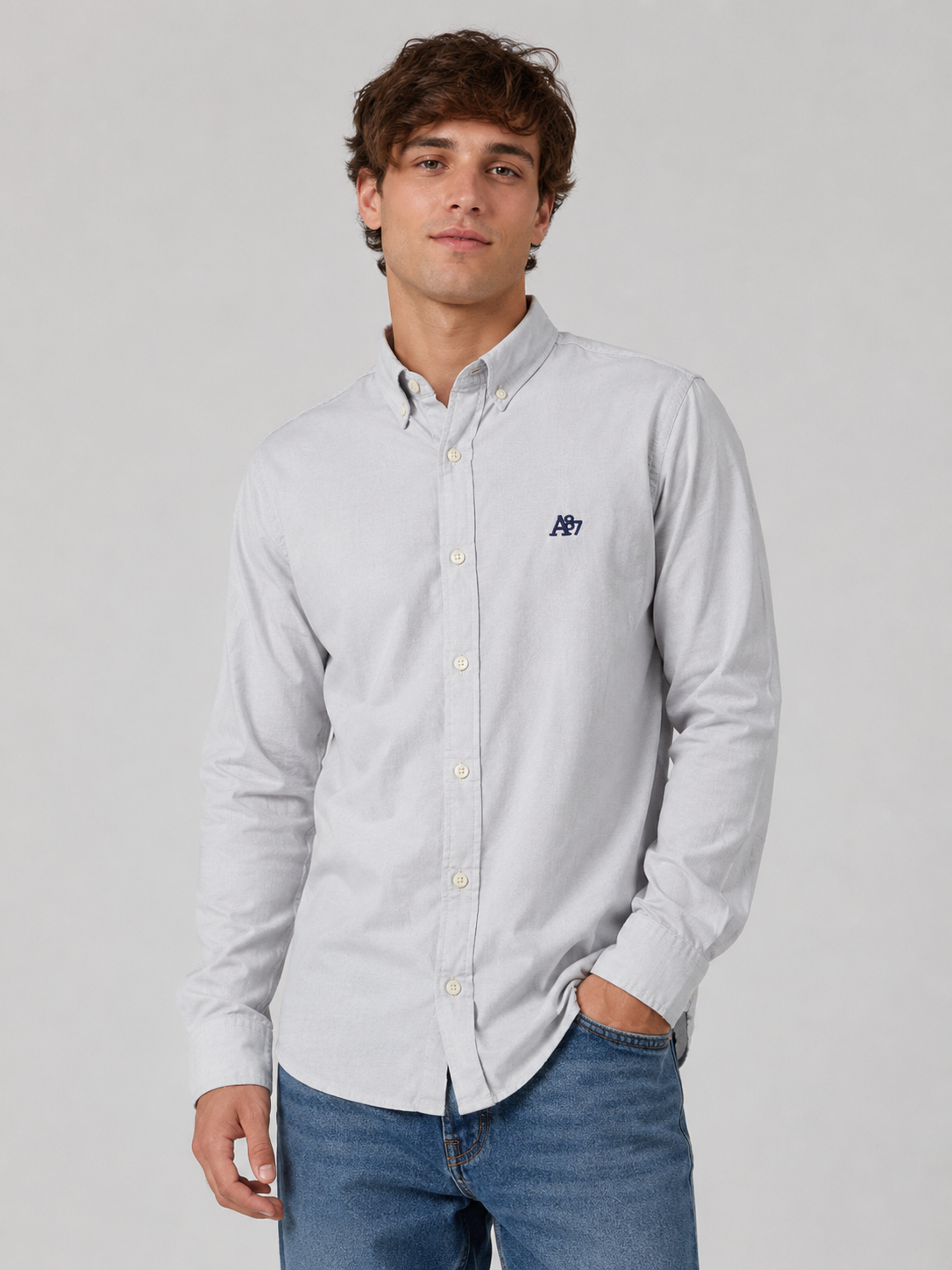 Camisa Para Hombre Aero Guys LS Woven Shirts Bleach 9961