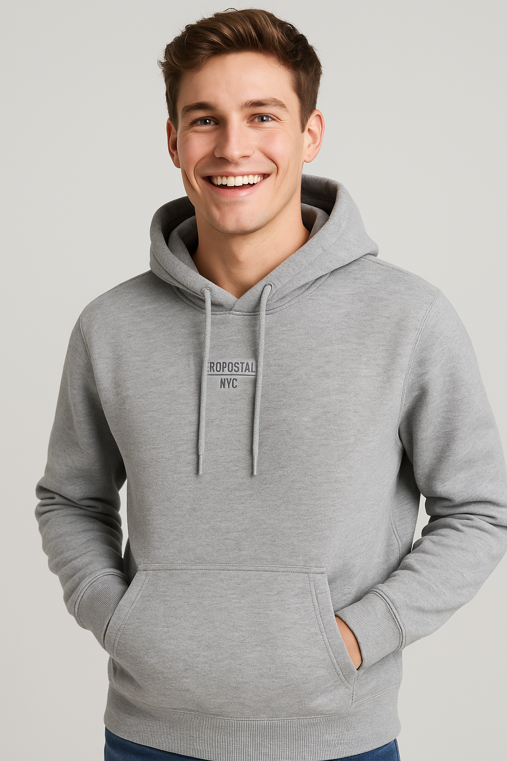 Buzo Para Hombre Aero Guys Full Zip Hoodies Light Heather Grey 5997