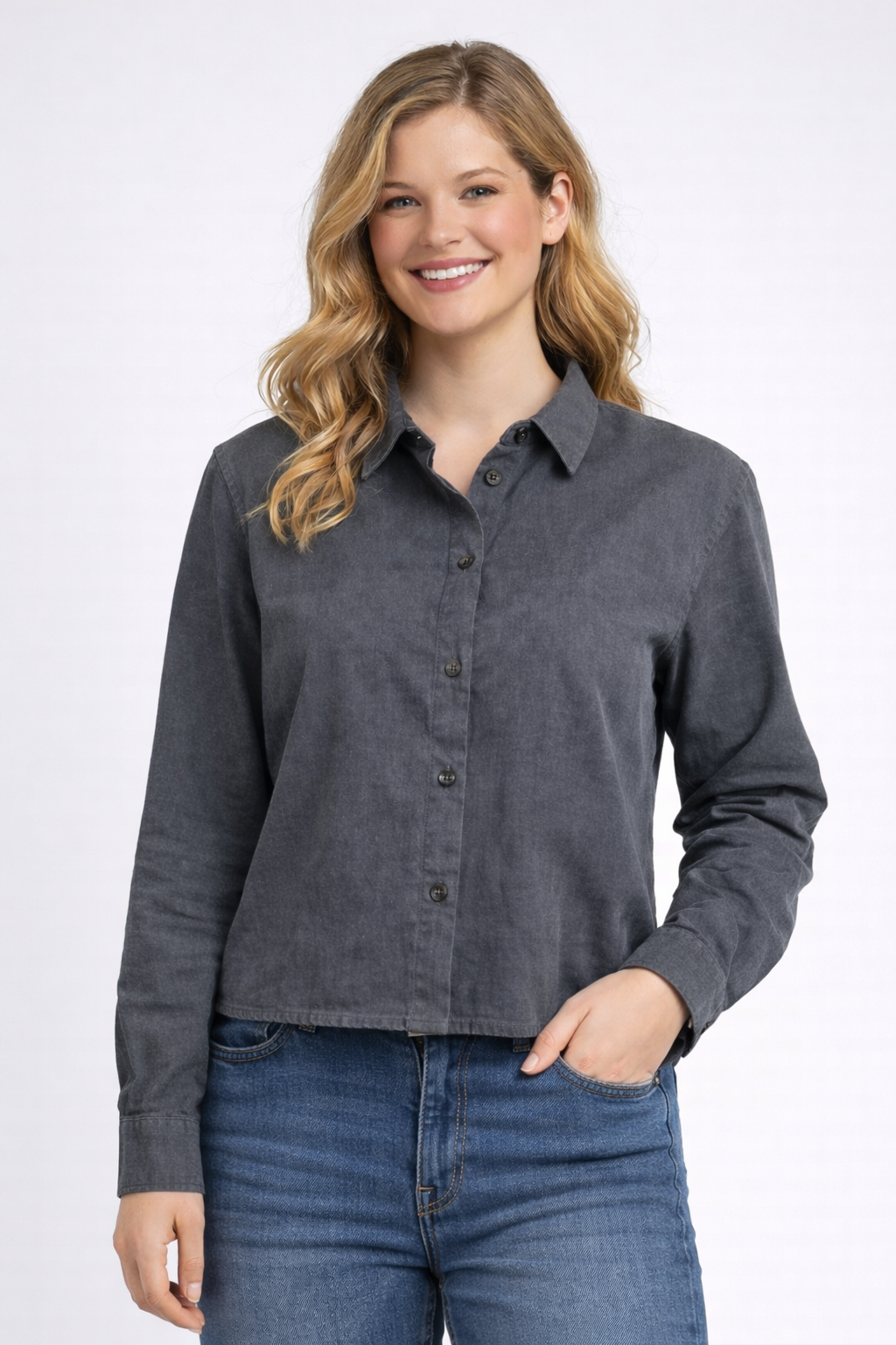 Camisa Para Mujer Aero L/S Fashion Charcoal Heather Grey 2429