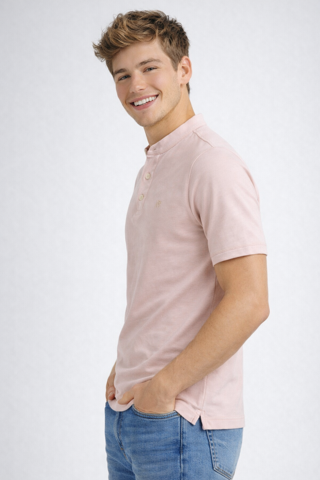 Camiseta Polo Aero Guys SS Henley Primrose Pink 9453