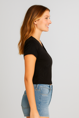 Camiseta para Mujer Aero Girls Fashion SS Dark Black 1286