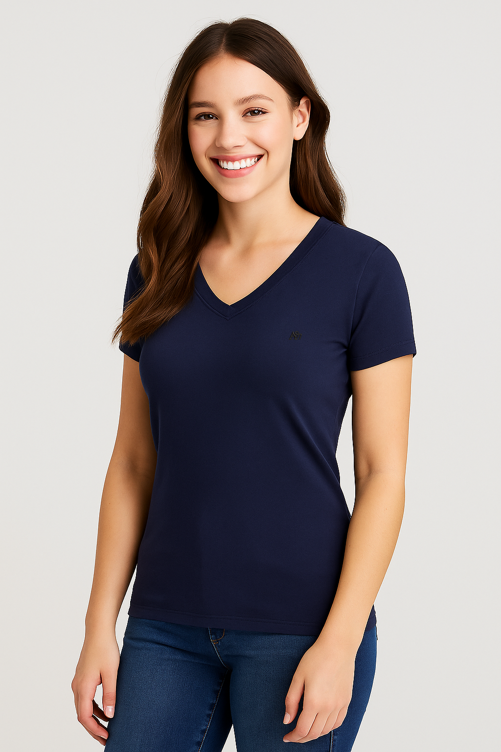 Camiseta Basica Para Mujer Aero Girls Solid SS Cadet Navy 4208