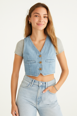 Top Para Mujer Aero Girls Vests Light Wash 9993