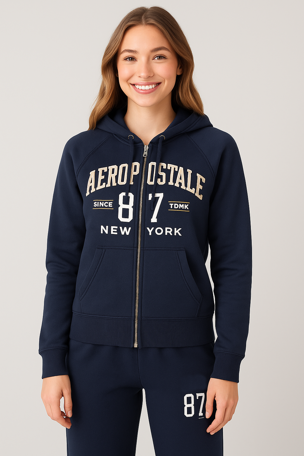 Buzo Para Hombre Aero Girls Fleece Zip Front Cadet Navy 3780