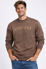 Buzo Para Hombre Aero Guys Popover Crew Neck Hot Chocolate 6192