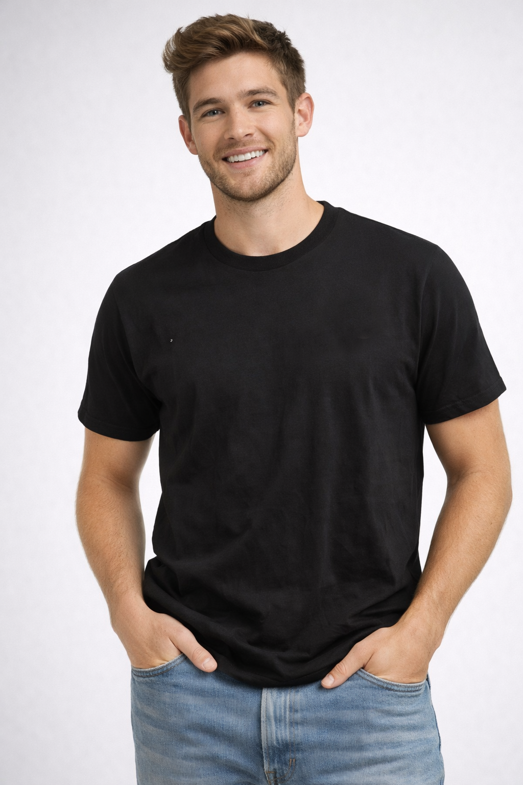 Camiseta Para Hombre Aero BC SS Knits Dark Black 1596 (100% ALGODÓN)