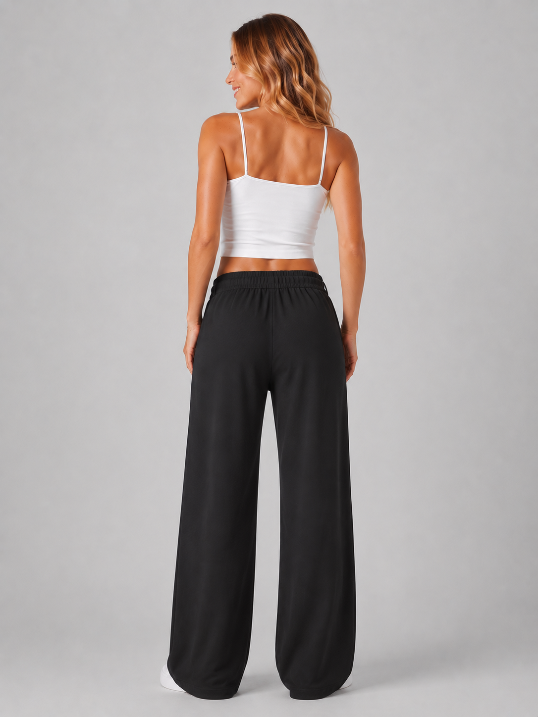 Pantalon para Mujer Aero Girls Fashion WVN Pants Dark Black Wide Leg 2410