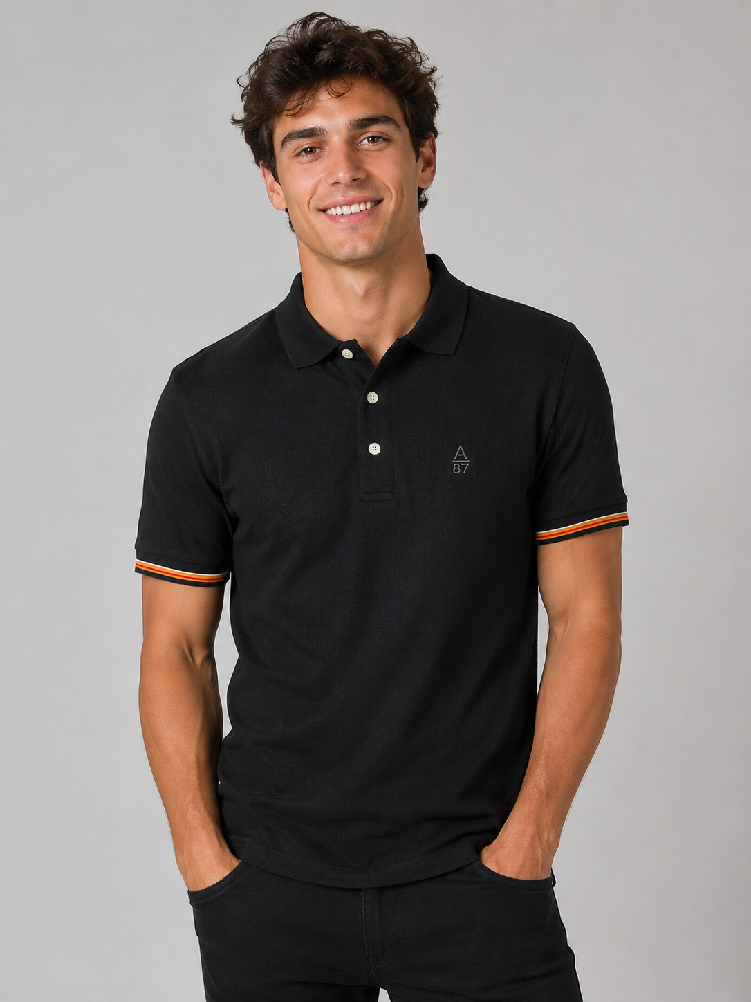 Camiseta Polo Aero Guys SS Novelty Polo Dark Black 1098