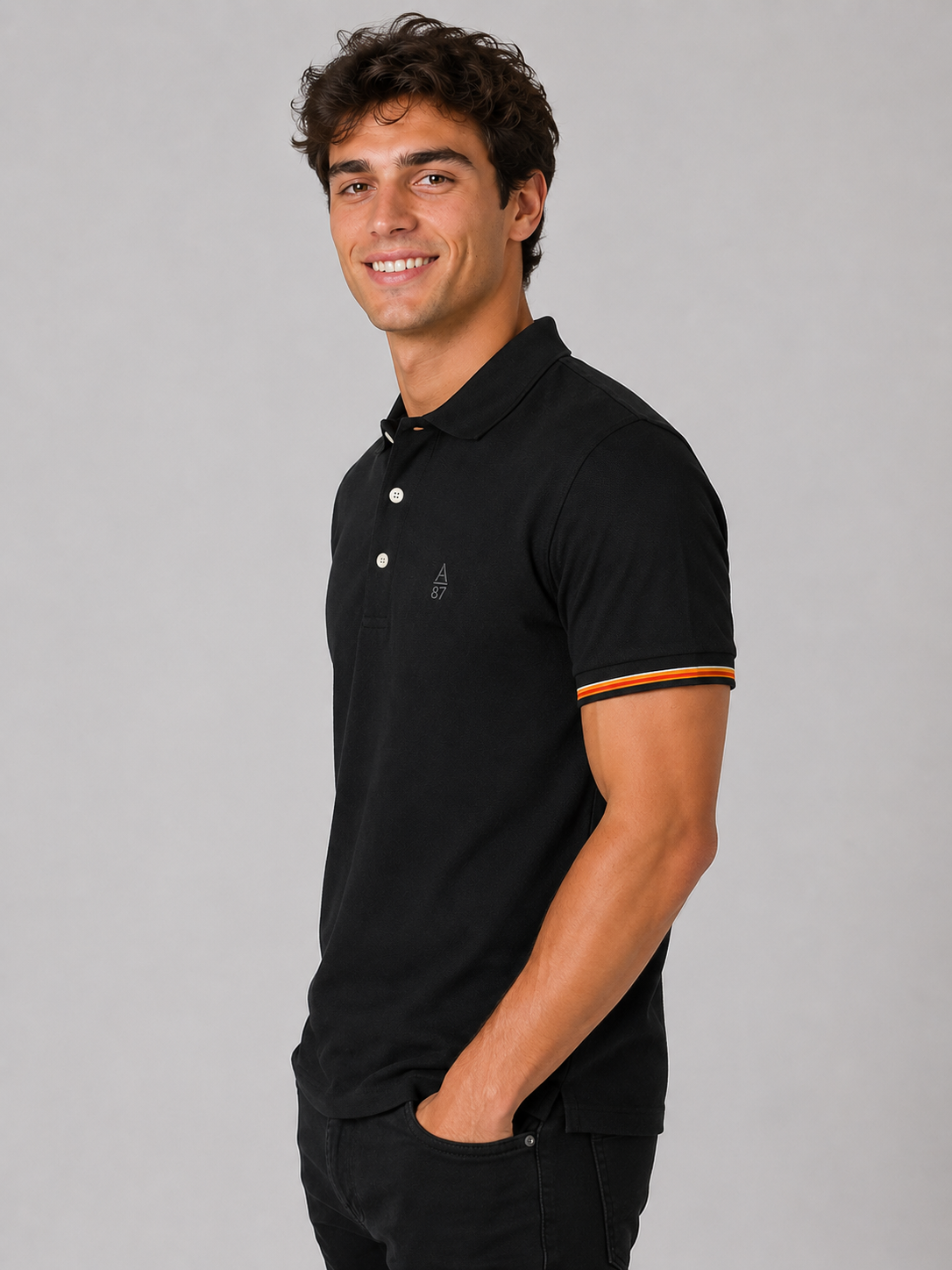 Camiseta Polo Aero Guys SS Novelty Polo Dark Black 1098