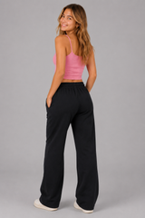 Pantalon para Mujer Aero Girls Fashion WVN Pants Dark Black Wide Leg 2401