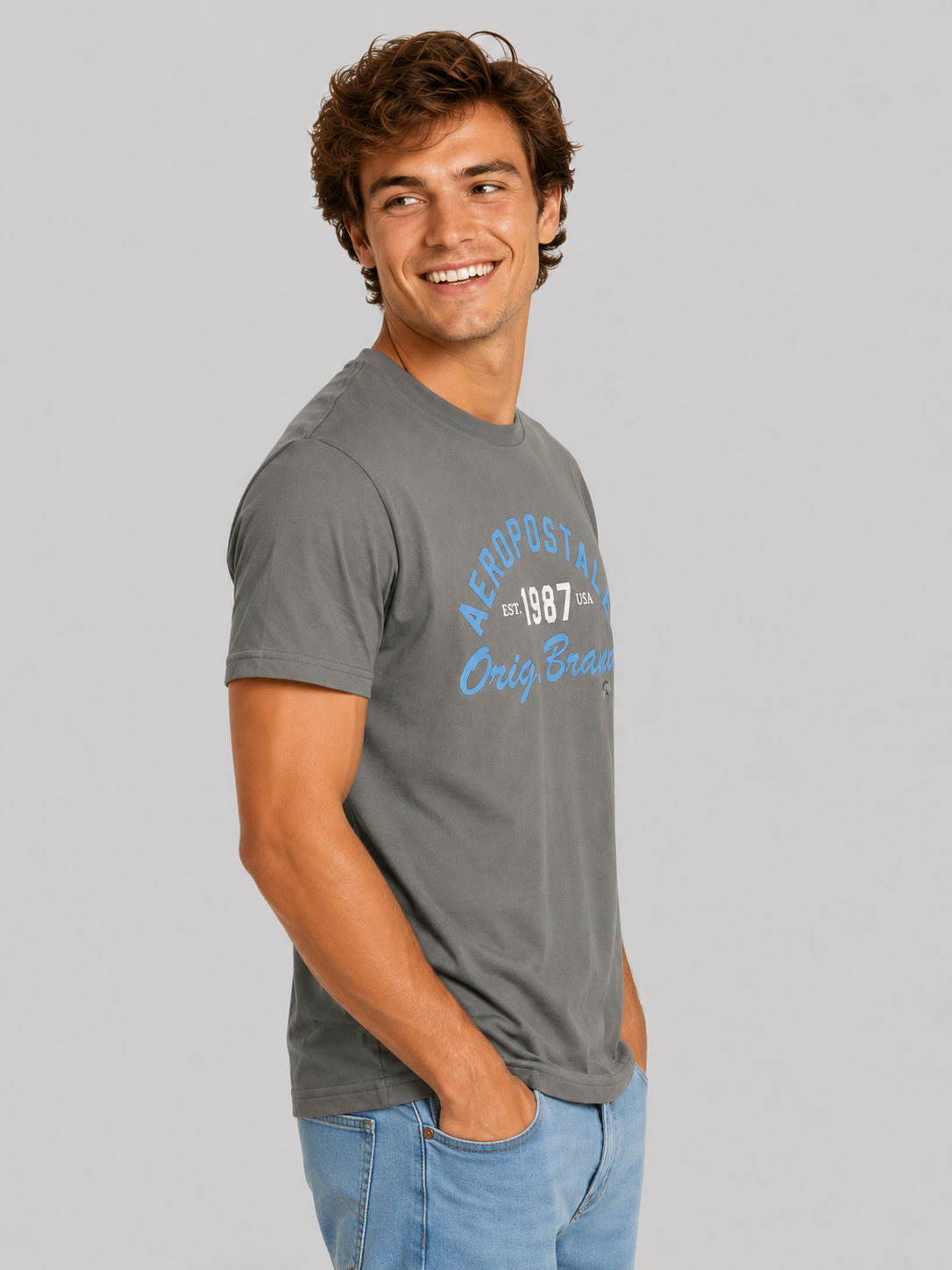 Camiseta Para Hombre Aero Level 2 Graphic Tees Smoked Pearl 6234