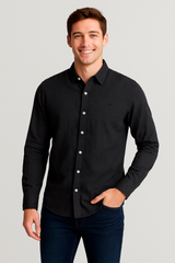 Camisa Para Hombre Aero Guys LS Woven Shirts Dark Black 8771
