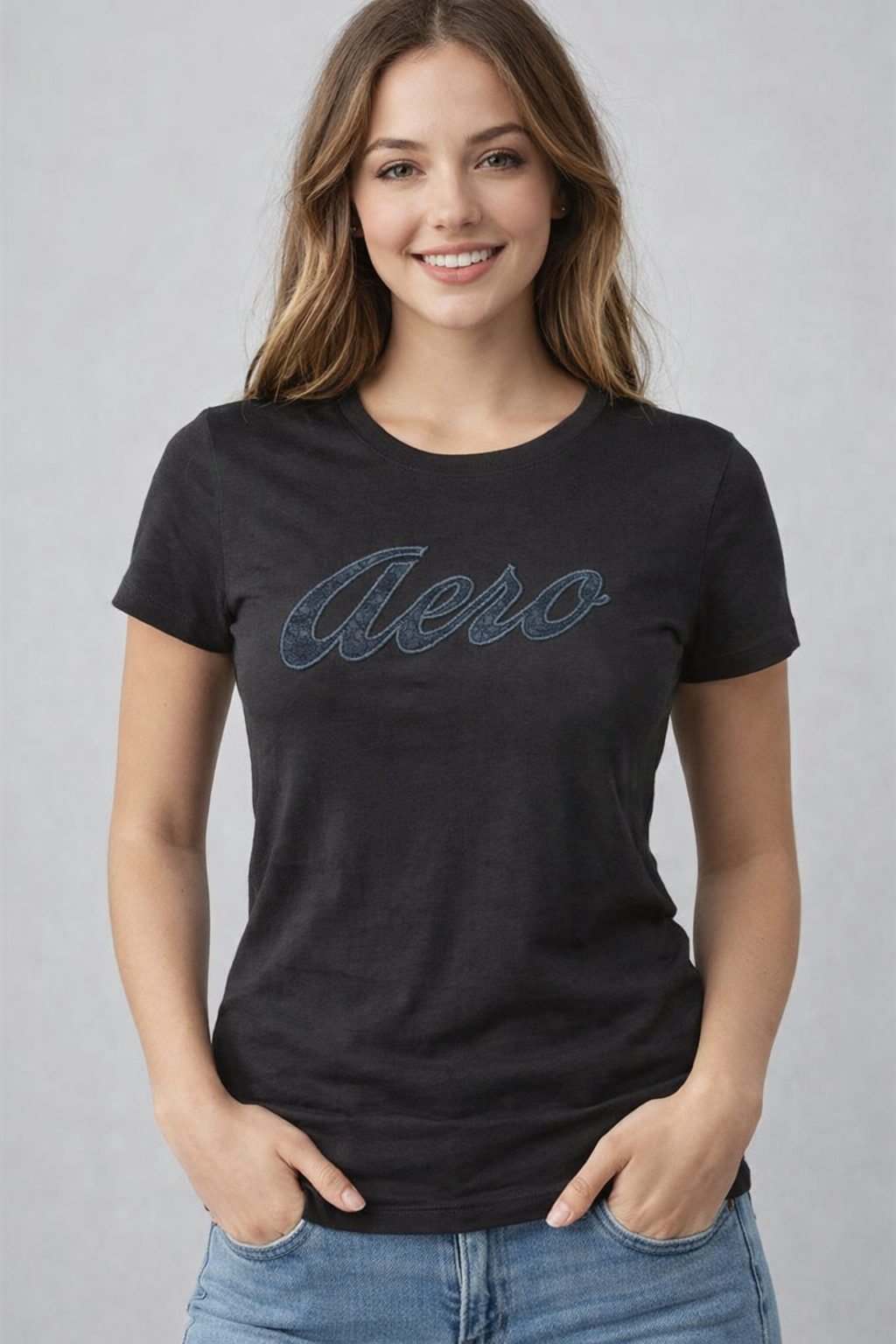 Camiseta Para Mujer Aero Grpahic Level 2 Dark Black 7064