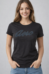 Camiseta Para Mujer Aero Grpahic Level 2 Dark Black 7064