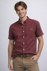Camisa Para Hombre Aero Guys SS Woven Shirts Earth Red 5976