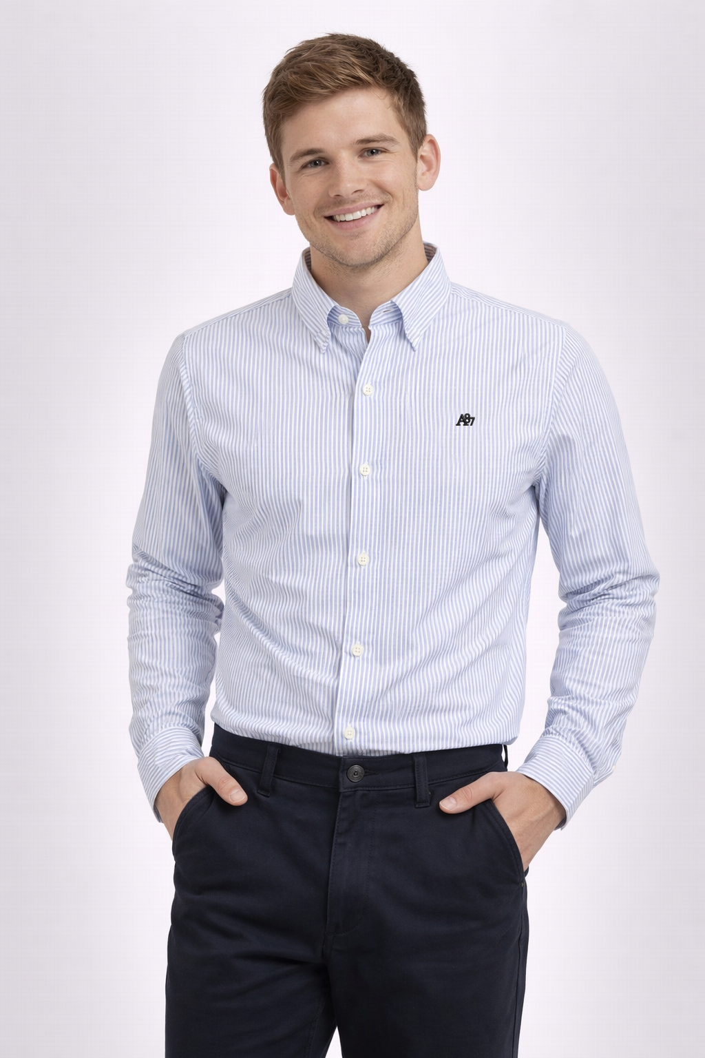 Camisa Para Hombre Aero Guys LS Woven SHirts Porcelain Blue 1448