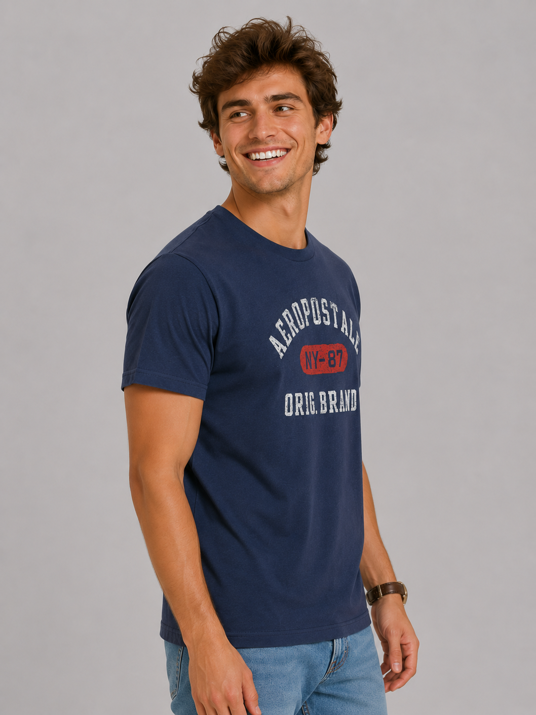 Camiseta Para Hombre Aero Level 1 Graphic Tees Cadet Navy 7465