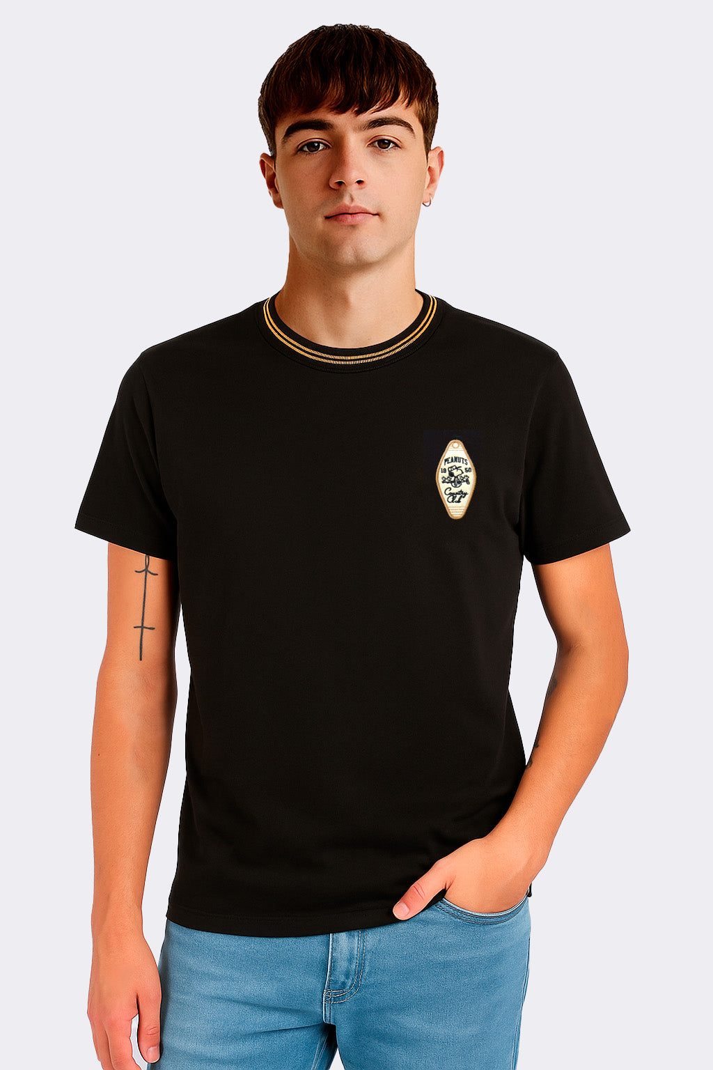 Camiseta para Hombre Aero Guys SS Novelty Polo Dark Black PEANUTS0140