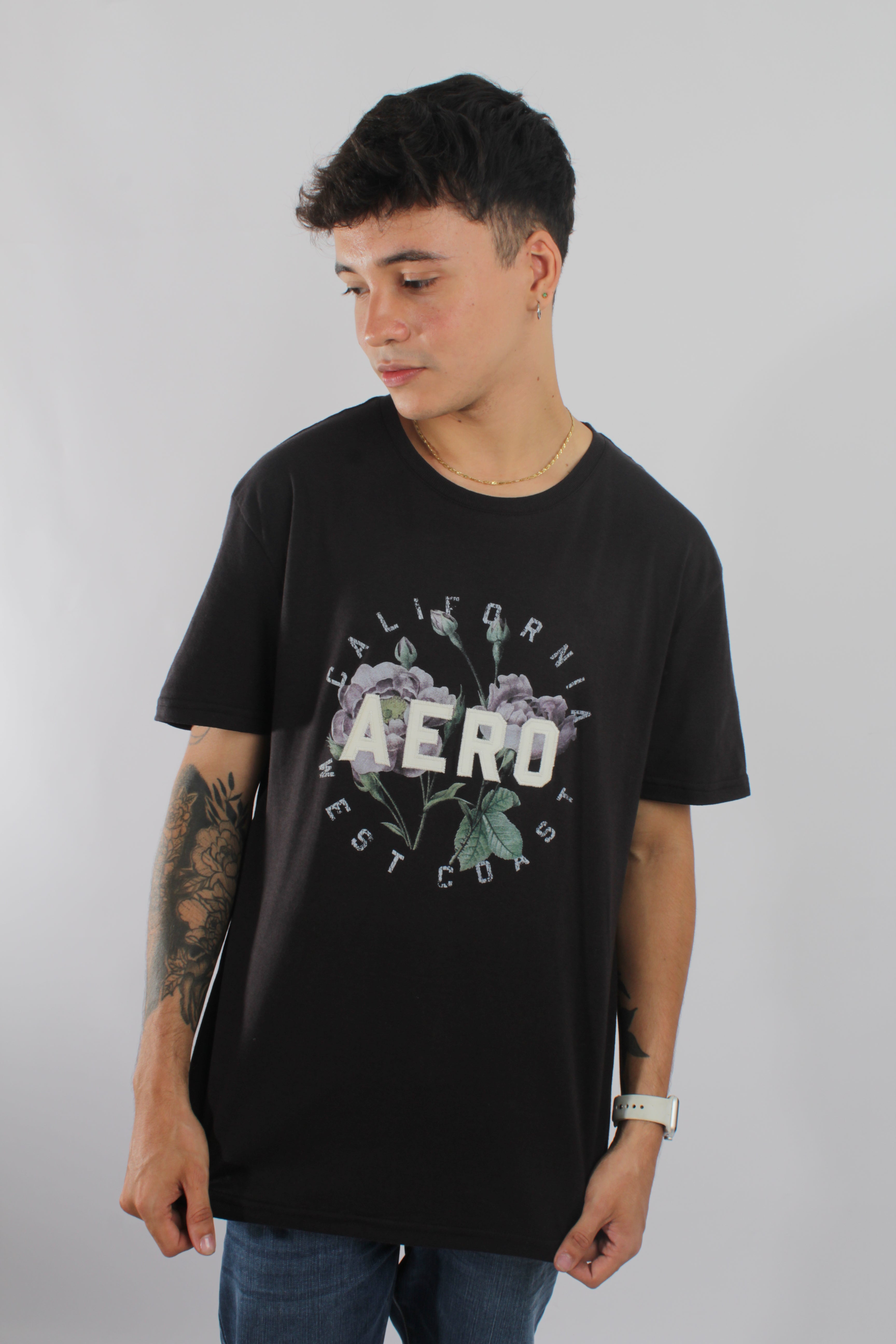 Camiseta Para Hombre Aero Level 2 Graphic Tees Dark Black 4602