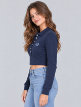 Camiseta Polo Manga Larga Para Mujer Aero Graphic Polo Cadet Navy 7216
