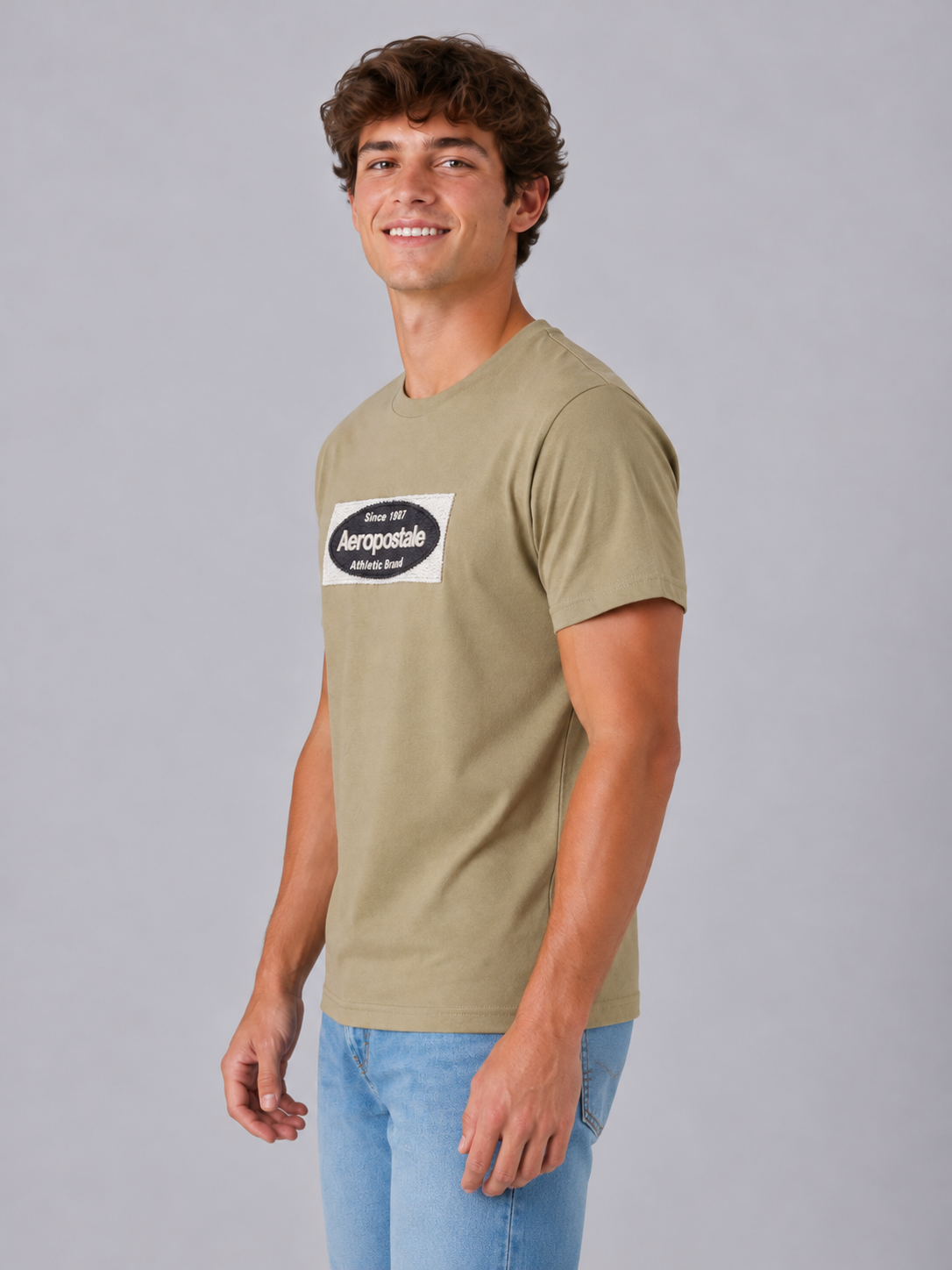 Camiseta Para Hombre Aero Level 2 Graphic Tees Olive Grey 6251