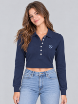 Camiseta Polo Manga Larga Para Mujer Aero Graphic Polo Cadet Navy 7216