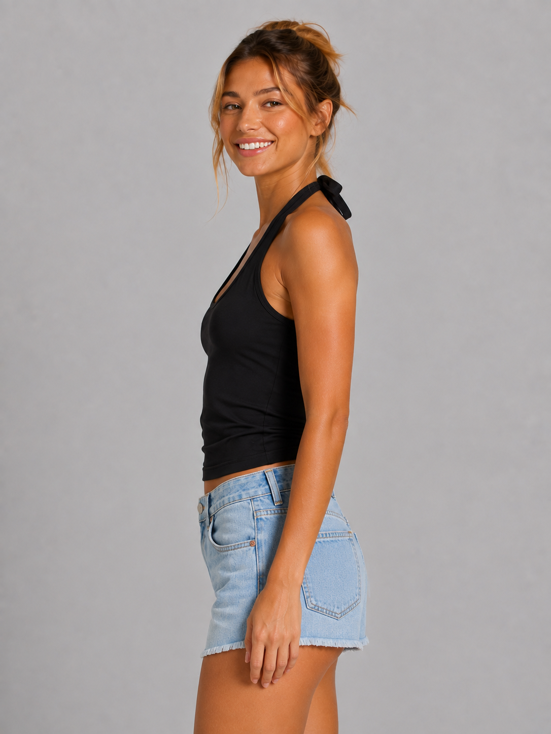 Top Para Mujer Aero Fashion Bare Solid Dark Black 1414