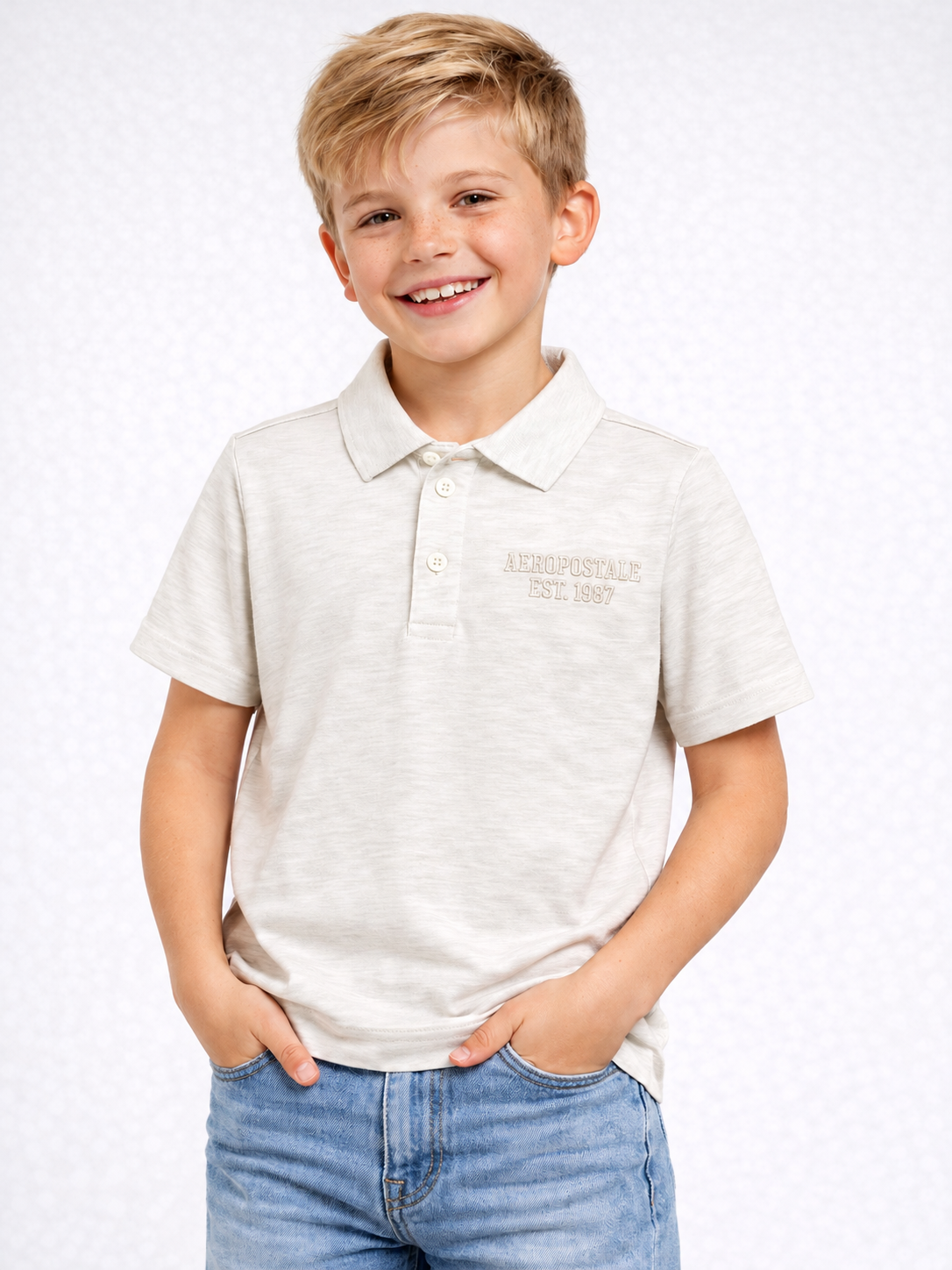 Camiseta Polo Manga Corta Aero Kids B Solid Polo Egret 1107