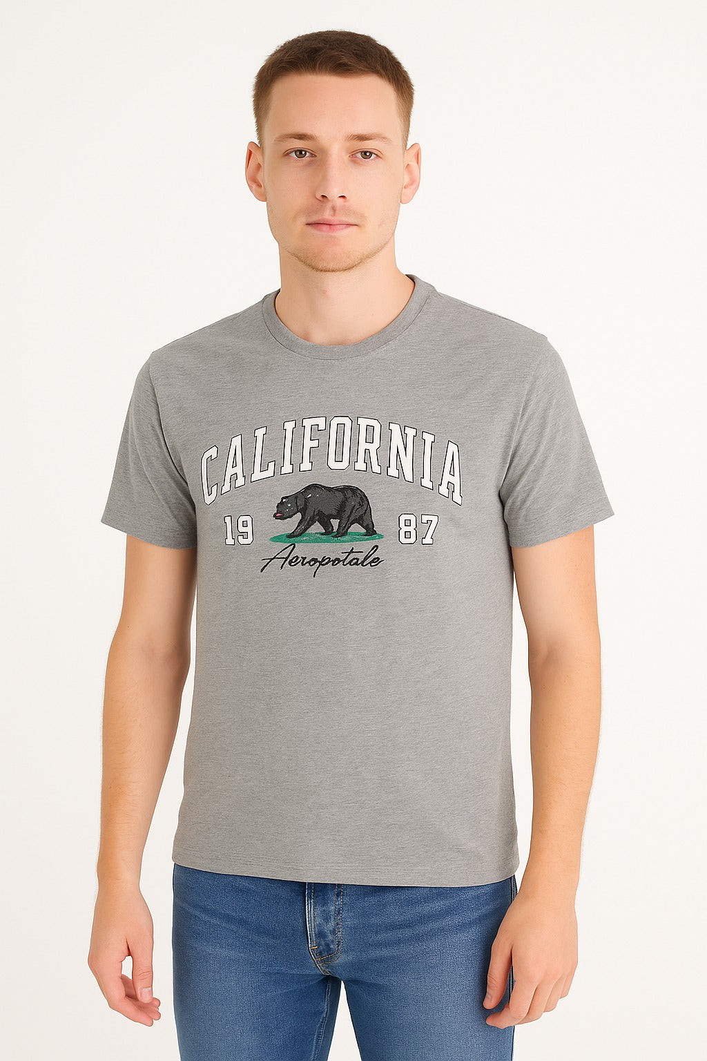 Camiseta Para Hombre Aero Level 2 Graphic Tees Lightest Heather Grey 6123