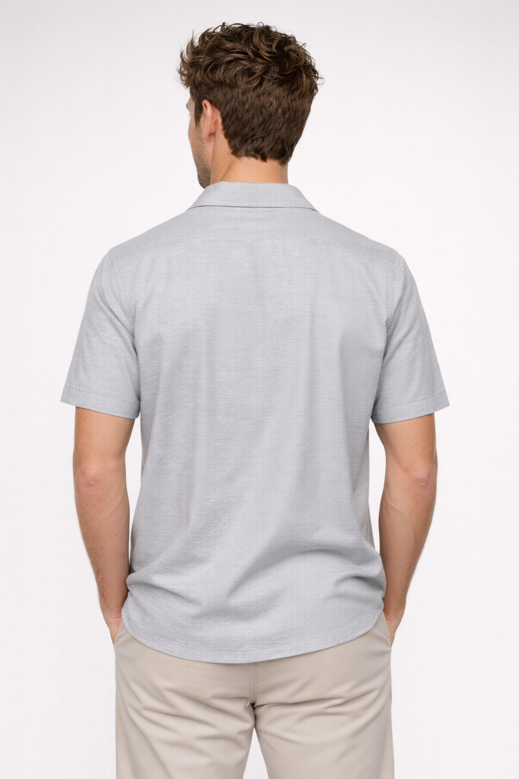 Camisa Para Hombre Aero Guys SS Woven Shirts Light Heather Grey Relaxed 2222
