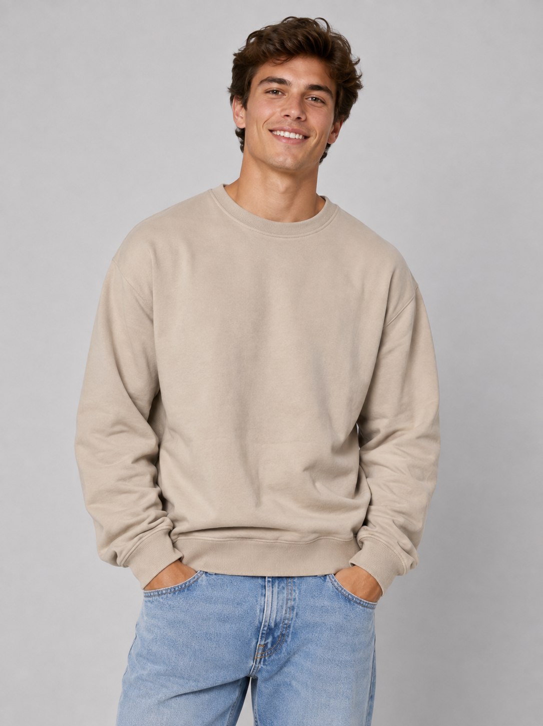 Buzo Para Hombre Aero Guys Popover Crew Neck Egret 1744